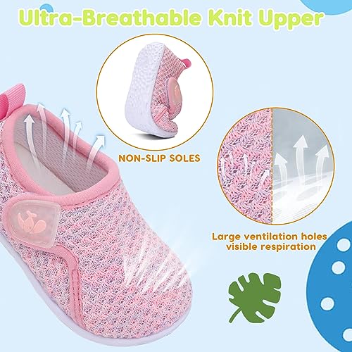 Image of FEETCITY Baby Boys Girls First Walking Shoes Infant Sneakers Crib Shoes Breathable Lightweight Slip On Shoes