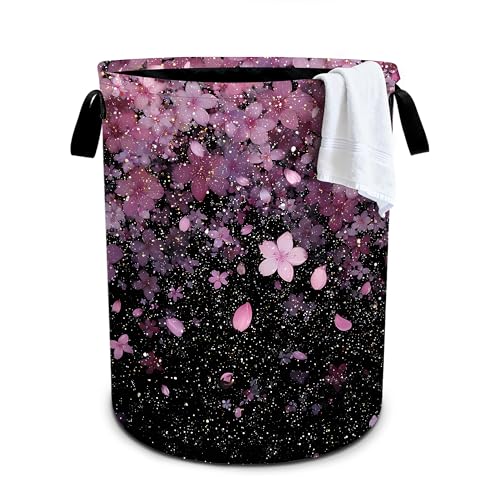 Cherry Blossoms Laundry Basket Storage Bin Foldable Laundry Hamper Clothes Storage Bucket Organizer 19.6x15.7 Inch For Laundry Room/Bedroom/Bathroom