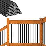 HZIU 25 Pack Deck Balusters 36' x 3/4' Staircase Baluster, Diameter 3/4' Metal Deck Spindle and Stairs Railing,Hollow Square Black Deck Balusters for Deck Railing Porch