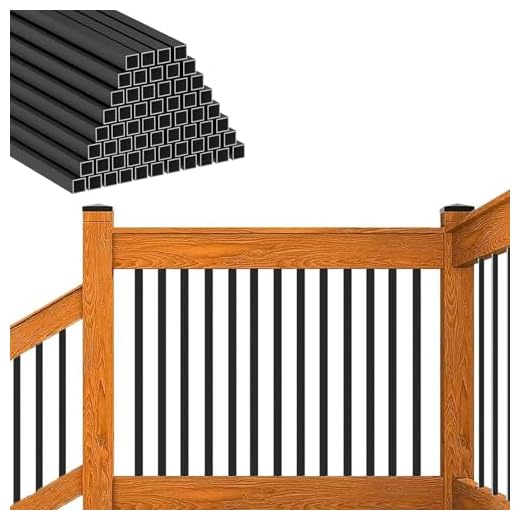 HZIU 25 Pack Deck Balusters 26" x 3/4" Staircase Baluster, Diameter 3/4" Metal Deck Spindle and Stairs Railing,Hollow Square Black Deck Balusters for Deck Railing Porch