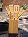 Oliva Italiana 7-Piece Bamboo Kitchen Utensil Set with Holder – Eco-Friendly, 100% Organic Bamboo Wooden Cooking Spoons, Spatula, Ladle, Turner & Pasta Server with Ergonomic Handles