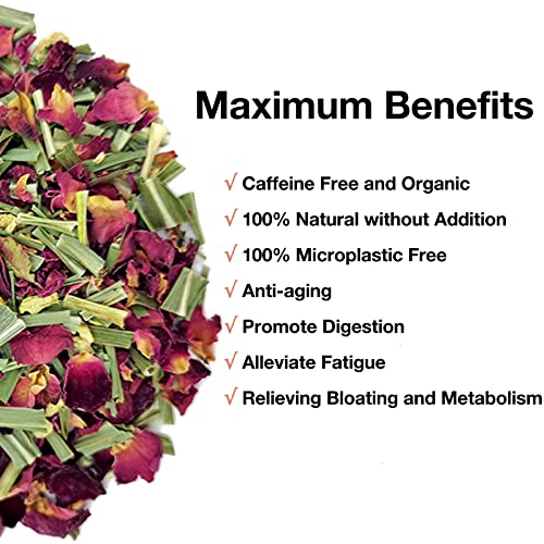 Rose Peach Hibiscus Loose Leaf Tea(120G) Bundle With Lemongrass Ginger Rose Herbal Tea Loose Leaf (120G), Organic Caffeine Free, Hot And Iced Tea #TOP7