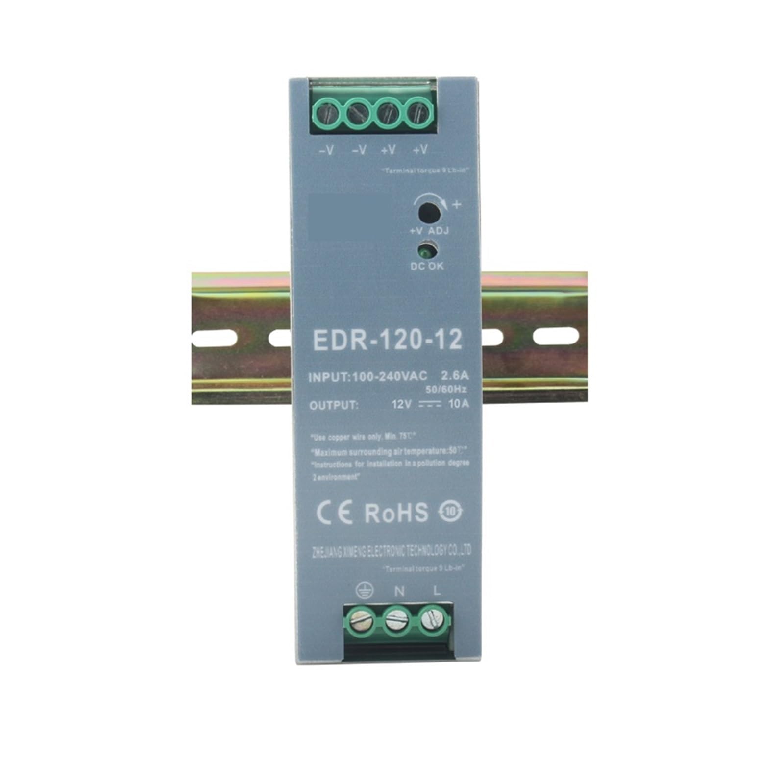 Rail d’Alimentation Din EDR-120-24 120W 24V 5A Tension constante Faible consommation d'énergie SMPS Commutation Alimentation sur Rail DIN (Color : 12V 10A, Size : 100-240V_120W)