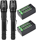 2 Pack Led Flashlights High Lumen Super Bright 5 Modes Waterproof Light Torch with 18650 Rechargeable Battery and Charger for Camping Hiking Outdoor