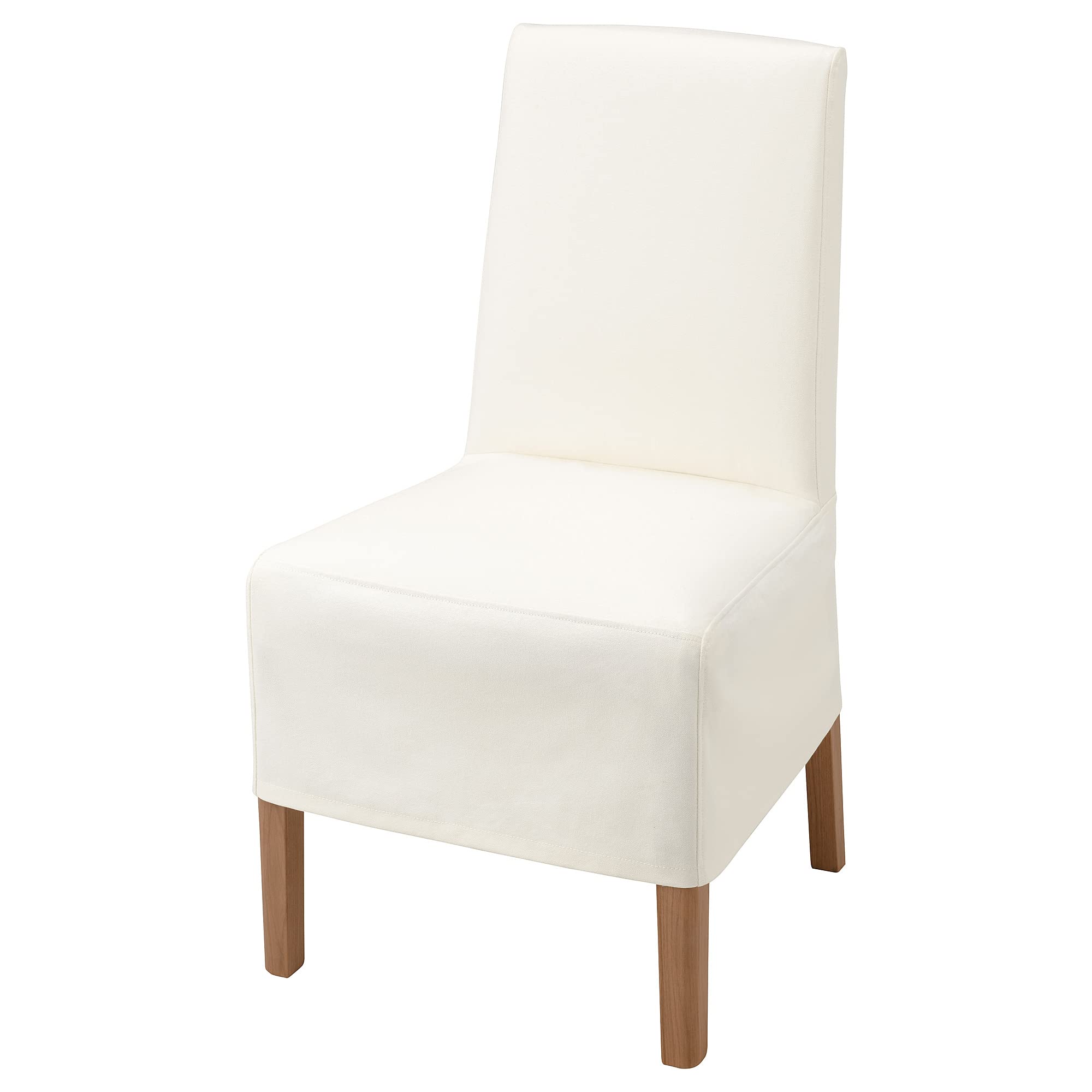 Chaise salle à manger BERGMUND housse blanche inseros et pieds effet chêne bois