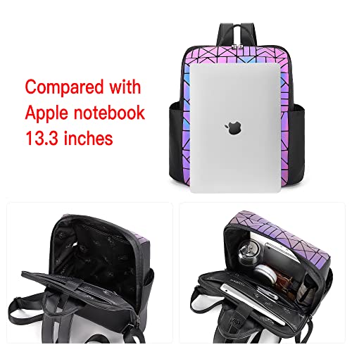 Geometric Luminous Crossbody Bag Glow-In-The-Dark Handbag Holographic Reflective Backpack Purse Clutch Bag (Wallet + Crossbody Bag + Backpack) #TOP2
