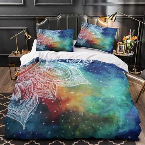 Housse de couette skull impression 3D parure de lit microfibre luxe double 200x200 - 4
