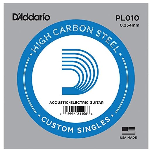 D'Addario PL010 Cuerda para guitarra eléctrica de acero, talla 010, 1 unidad