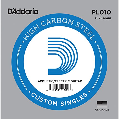 D'Addario PL010 Cuerda para guitarra eléctrica de acero, talla 010, 1 unidad
