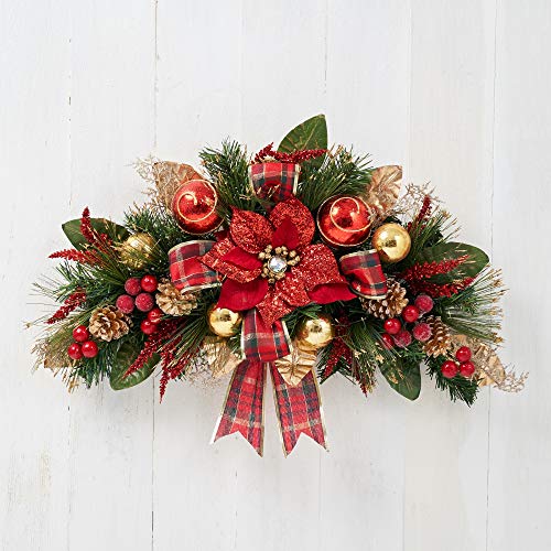 Handcrafted Premium Christmas Swag Red Poinsettia with Ring HOLIDAY TREE