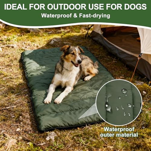 Feelhap Hundedecke 110x68cm Waschbares,Hundedecke für Unterwegs Wasserdicht,rutschfeste Hundematte Komfort und Weiches Wasserdichtes Hundebett,Outdoor,Reise,Auto-Kofferraum Hundekissen (Dunkelgrün)