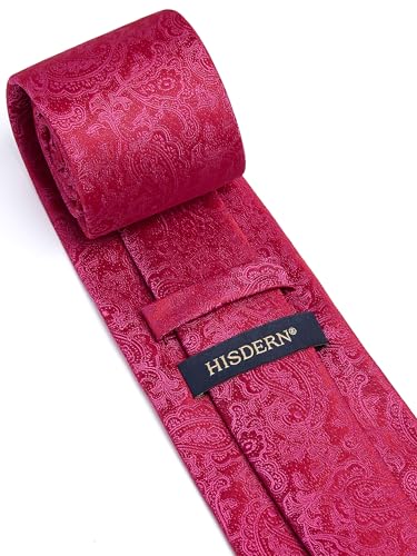 Image of HISDERN Mens Ties Solid Color Tie and Pocket Square Set Classic Woven Formal Neckties & Handkerchief Wedding Party