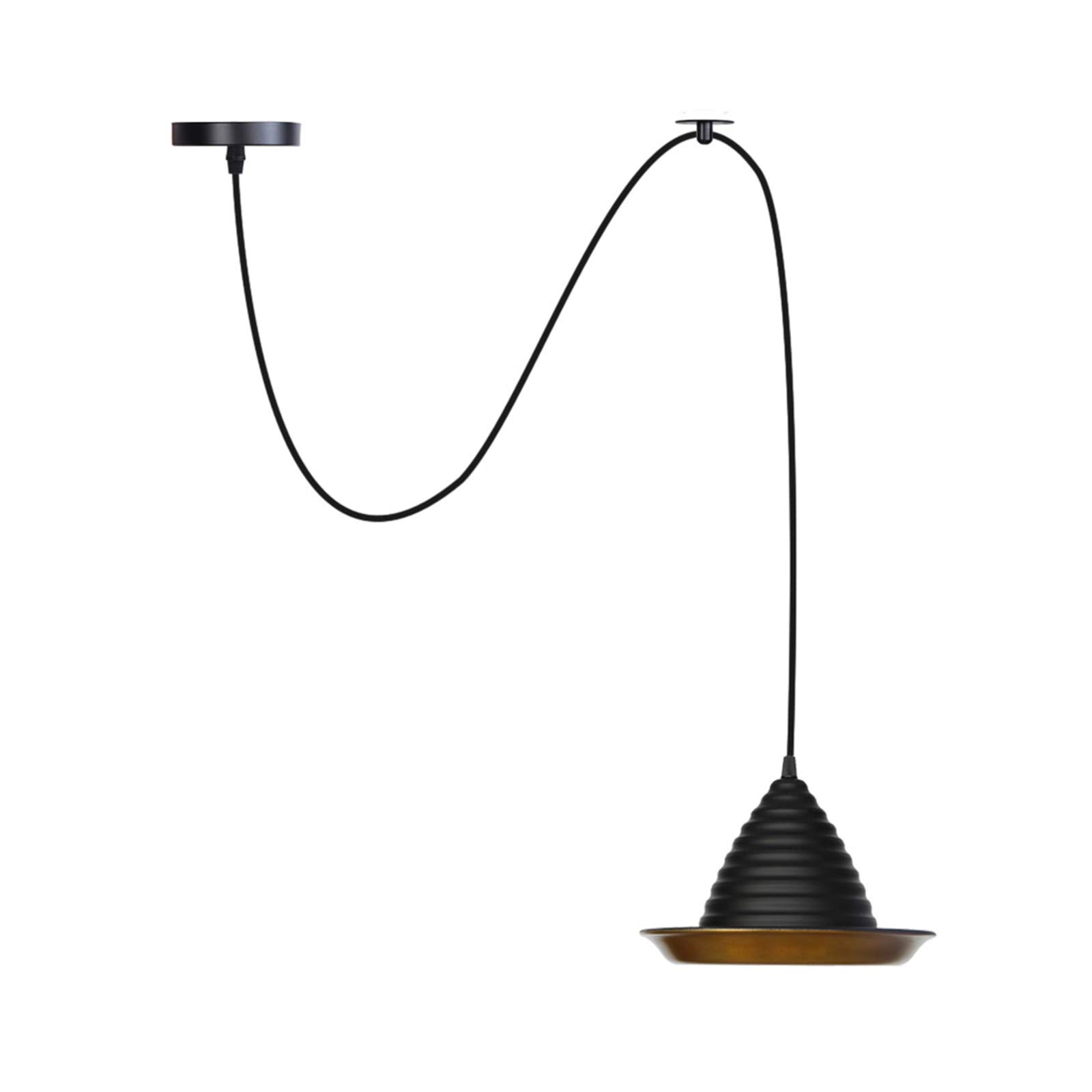 Lámpara colgante para comedor y cocina de diseño rústico en metal negro con altura regulable