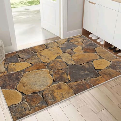 Tapis de salon 3D imitation pierre lavable en machine format 200X300Cm - 4