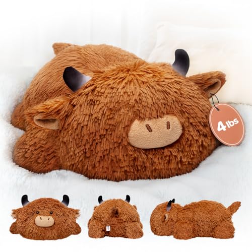 Mewaii Weighted Plüsch Gewichtstiere Hochlandrind Kuscheltier 58cm,1.8kg (4.0 lbs) Kawaii Plüschtiere für Kinder,Komfortabel und Kuschelig, Kuscheltiere für Frauen und Männer
