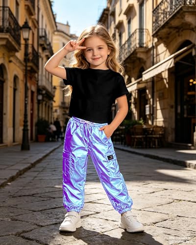 Image of SANGTREE Girls' 2 Piece Outfits T-Shirt and Drawstring Cargo Jogger Pants Clothing Set, 4-14 Years