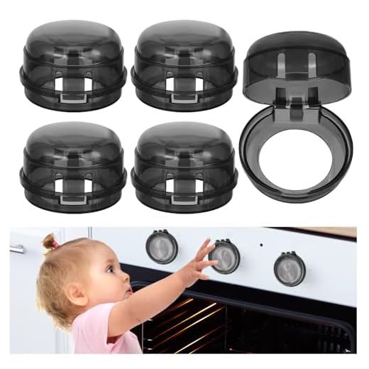 Ptwola 5PCS Stove Knob Covers for Child Safety Resistant Universal Size Gas Knob Locks Covers Removable Adhesive Oven Front Electric Stove Lock Guard Kit for Home Kitchen Kids Pets Childproof