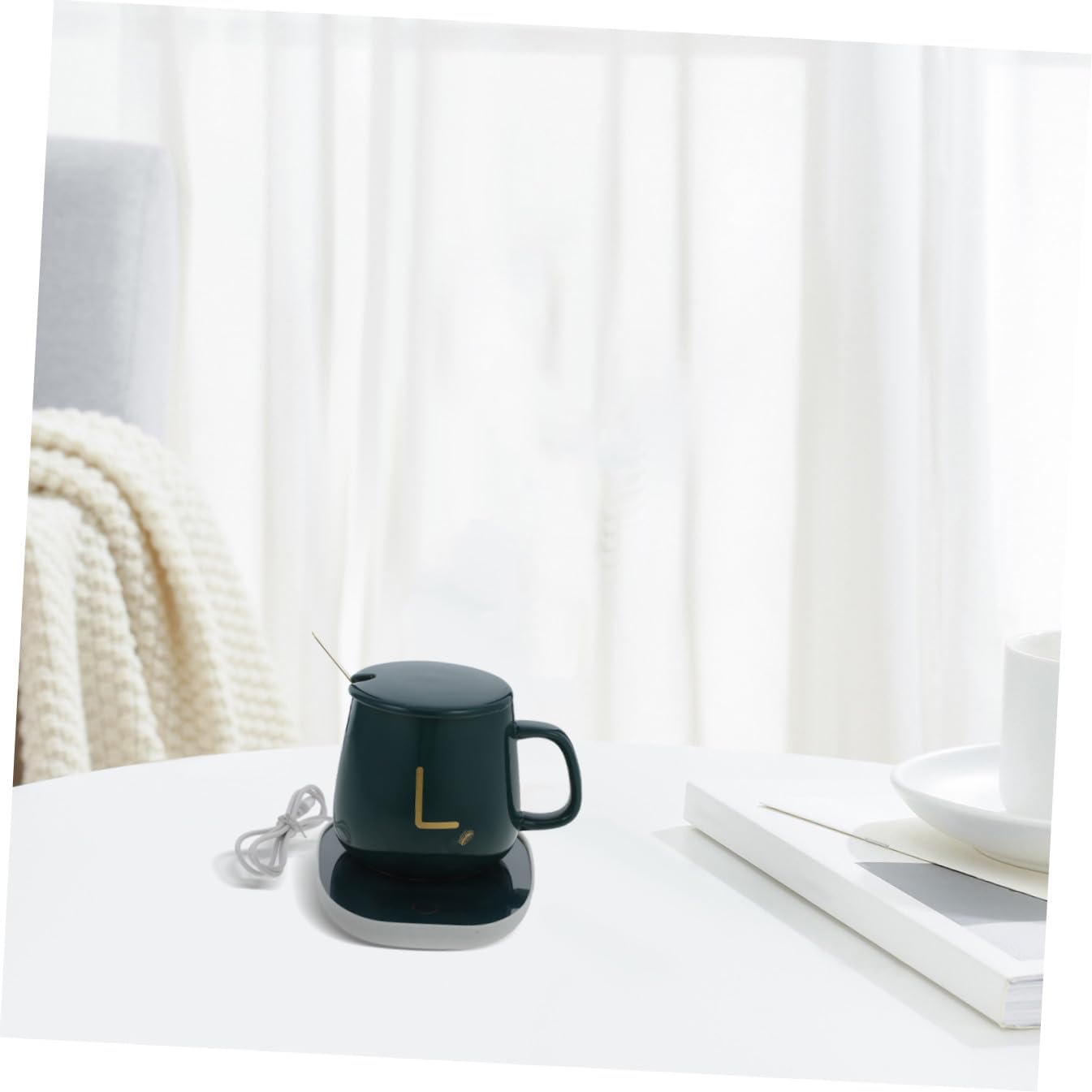 USB Thermostatic Cup Warmer Pad Electric Beverage Heating Plate with Gravity Sensor for Milk Tea Coffee Hot Drinks Portable USB Drink Heater for Home Office Use