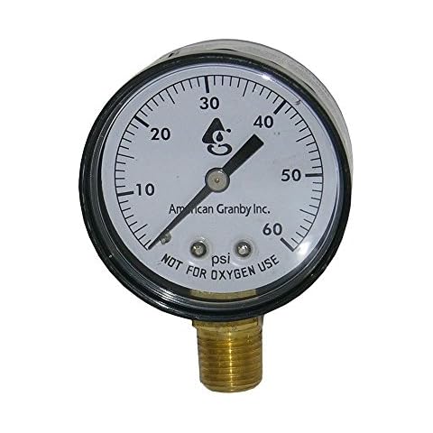 Swimming Pool or Spa Filter Pressure Gauge, Side Mount 60LB Filter Pressure Gauge 1/4" Pipe Threads Cover