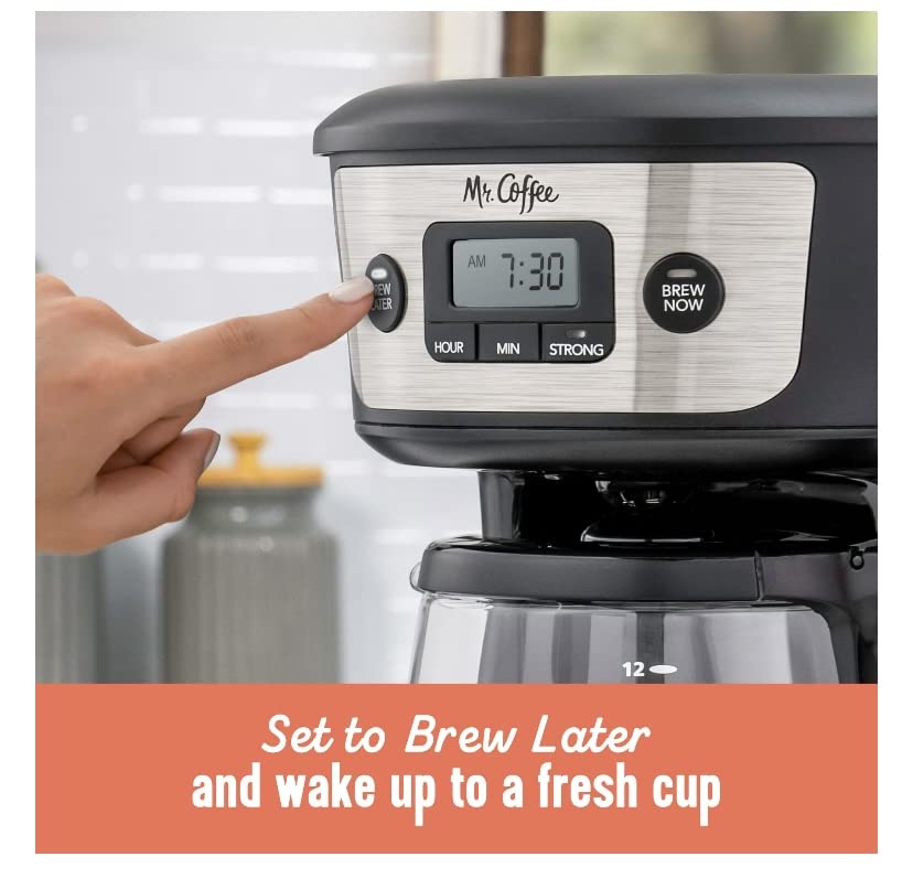Mr. Coffee 12 cup strong brew programable coffee maker, black and silver