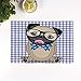 Tovagliette Set di 4,Pug, occhiali nerd e papillon punteggiato su un cucciolo Pug con uno sfondo a ,Tavola Lavabili Non-scivolose Tovagliette Facili da Pulire per Hotels Ristorante Catering 45 x 30 Cm