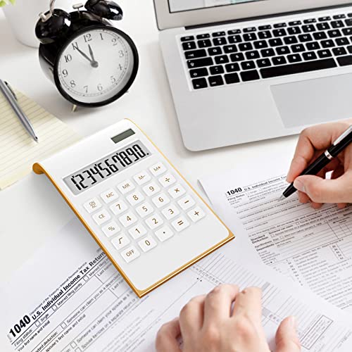 Calculators, Desktop Calculator With Large Lcd Display, 10 Digits Solar Power Basic Office Calculator, Gold Office Desk Supplies And Accessories #TOP5