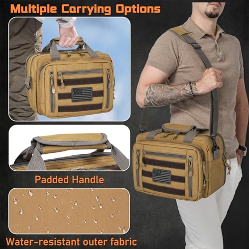 Image of Pistol Case, Gun Range Bags For 2 Pistols 6 Magazines Carrying Shooting Bag with Lockable Zipper for Shooting Range Outdoor Hunting