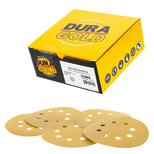 Dura-Gold Premium 320 Grit 5" Sandpaper Discs, 8 Hole Pattern
