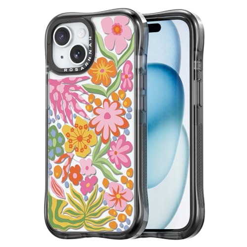 Rosarnnah for iPhone 15 Case Aesthetic Black, Passion Flower