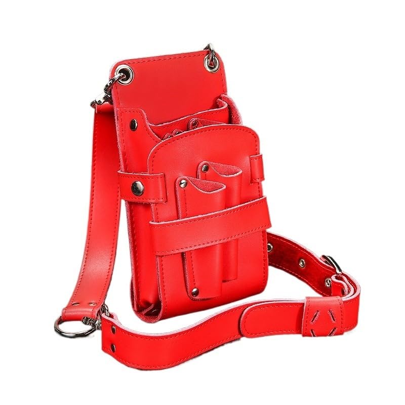 Torba na narzędzia fryzjerskie, Torba na klipsy, fryzjerska, nożyczki, kabura, etui, pokrowiec, z paskiem talię, torba(Red)