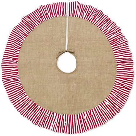 48 Inch Decorative Pattern Christmas Tree Skirt (Striped Burlap)