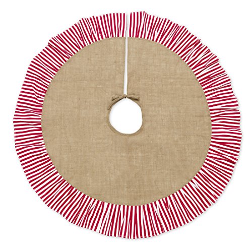48 Inch Decorative Pattern Christmas Tree Skirt (Striped Burlap) #TOP1