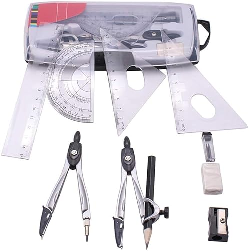 Conjunto de matemática - Conjunto de bússolas geométricas 8 peças conjunto de réguas transferidoras