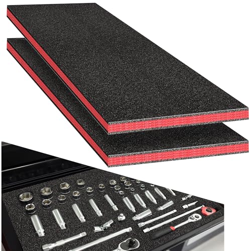 45x22x1.5in Tool Box Foam, 2 Pcs Toolbox Foam Inserts Shadow Foam Sheets Cuttable High Density Polyethylene Foam Tool Organizer for Tool Box Drawer and Storage Tool Shadow