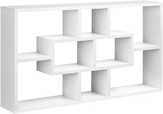 HOMCOM Wandregal, Bücherregal, mit 8 Würfeln, Hängeregal, modernes Design, für Wohnzimmer, 85 x 14,5 x 47,5 cm, Weiß