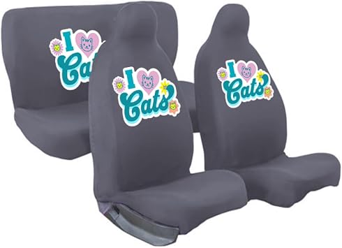 Mirsepet Tasar m Logo Oto Koltuk K l f  Mazda Mazda6  le Uyumlu i Love Cats Kedi Bask l  Penye Kuma  Gri