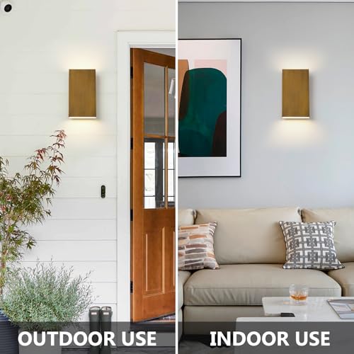 Zicbol Handmade Gold Up and Down Outdoor Wall Lights 10" LED Patio Wall Light Fixture Rectangle Exterior Lighting Fixtures for House, Porch Entryway Front Door Patio Garage (10W, 3000K/4500K/6000K) by Zicbol - Used condition - Image 8