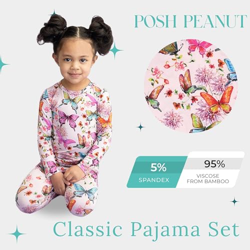 Posh Peanut Girls Pajamas - Soft, Viscose from Bamboo PJs for Kids - Matching, Long Sleeve Toddler Pajamas for Girls2