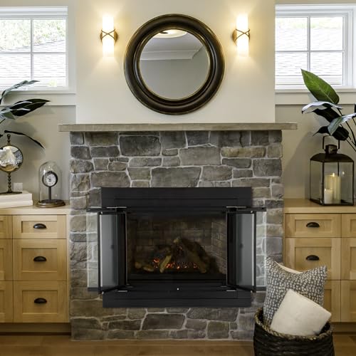 Image of Stanbroil Fireplace Glass Bi-fold Style Door, Black, Small