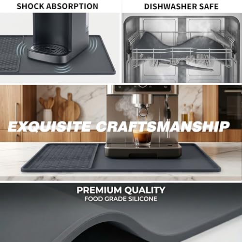 Caketime 2 In 1 Silicone Coffee Bar Mat Accessories Detachable Dish Drying Rug Rack Stone for Kitchen Counter Home Household Apartment Office Essentials Barista Espresso Machine Drainer Must Have - Image 5