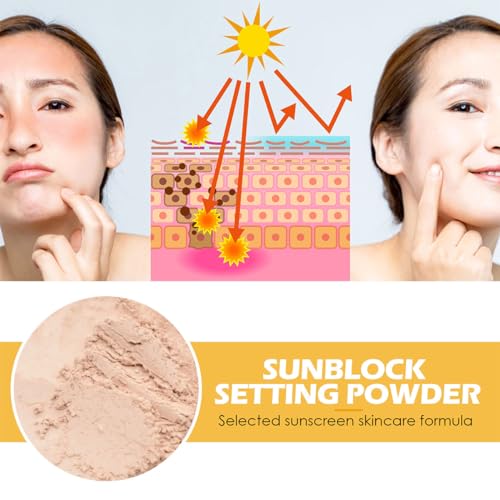 Baorder Mineral Sunscreen Setting Powder,SPF 50 PA++ Sunscreen,Control Oil Natural Matt Finish,Lasting Lightweight Breathable Setting Powder with Brush (yellow, 1) 1PCS