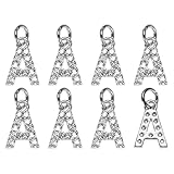 M METERXITY 8-Pack Full Rhinestone Letter, 2.5mm Slide Alphabet Letters A for DIY Name ID Bracelets/Necklace/Wristbands Pendants/Jewelry Making [White Gold]