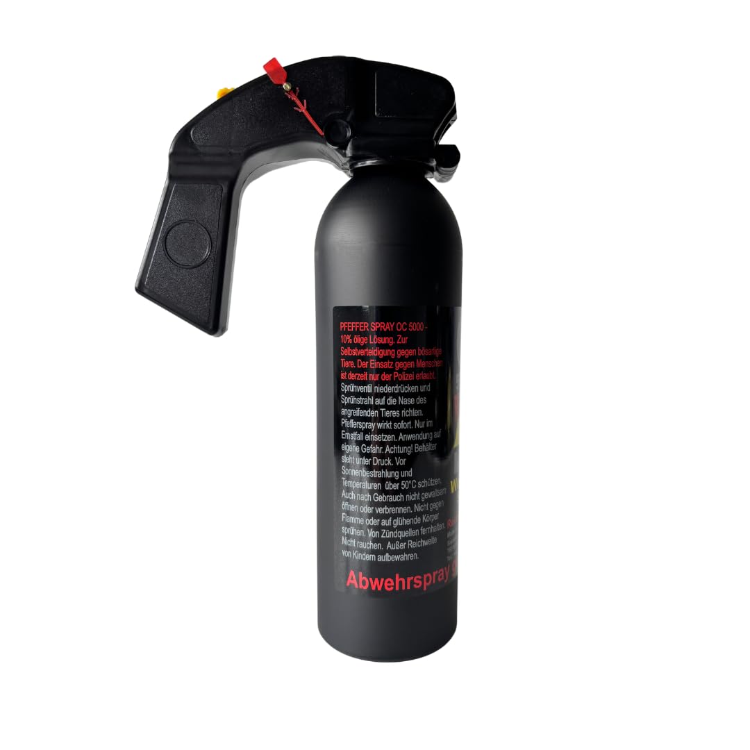 OC 5000 Pfefferspray Mega – 400 ml – Weitstrahl – SSG-9 – Extra stark – Reichweite bis 7 m – zur Tierabwehr – Made in Germany - SomosTrade