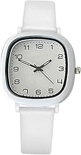 Relojes para mujer, relojes de pulsera cuadrados, de silicona para mujer, con segunda mano, fácil lectura y accesorios para escuelas y exámenes, color blanco y negro