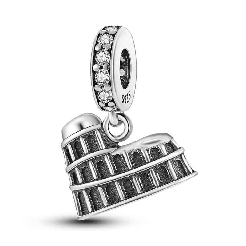 M&S - Ciondolo a forma di colosseo, in argento Sterling 925, compatibile con braccialetti Pandora ed europei