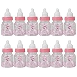 AerWo Baby Shower Favors Fillable Mini Bottle Candy Gift Box for Boy Girl Newborn Infant Baptism Christening Birthday Party Decoration (24 Packs, Pink)