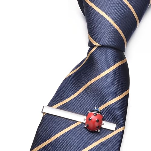 Image of Unique Insect Tie Clip for Men Bee Fish Butterfly Turtle Ladybug Novelty Tie Bar Silver Gold Animal Party Anniversary Jewelry Gift