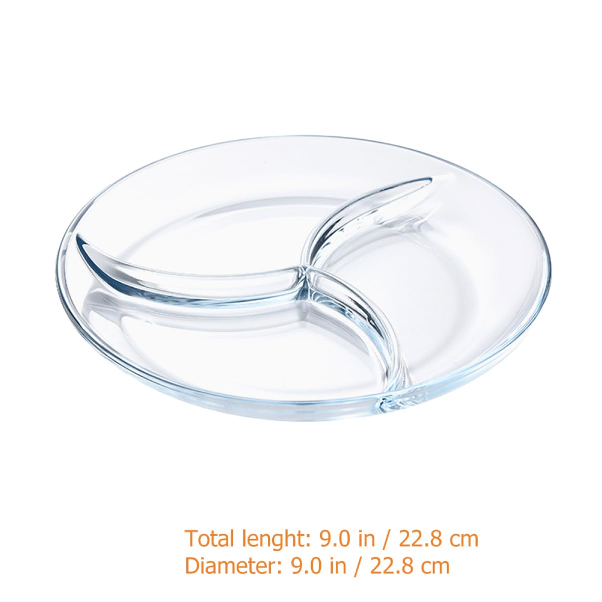 Cabilock Assiette Séparation des Aliments à 3 Compartiments Divisée en Verre Trempé Usage Facile pour Fruits et Salade Barbecue et Jardin