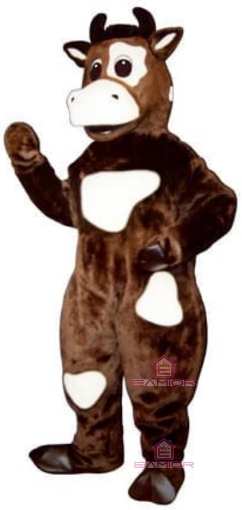 Dark Brown Naughty Cow Mascot Costume Adult Size for Men & Women with Built-in Fan Inside the Head
