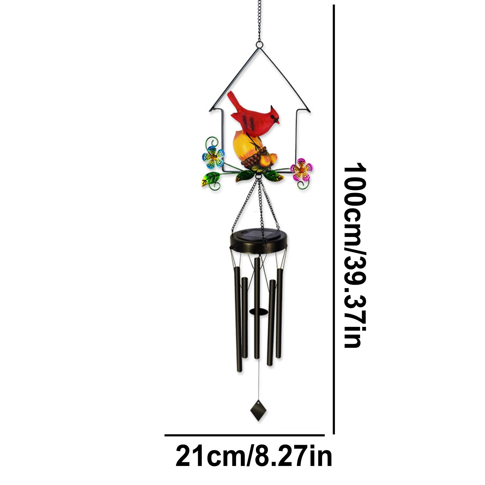 Carillones De Viento con Energía Solar con Diseño de Pájaros | Carillones de Viento para en Exterior Para Rellenos De Calcetines Navideños Mamá Abuela Cumpleaños Jardín Patio